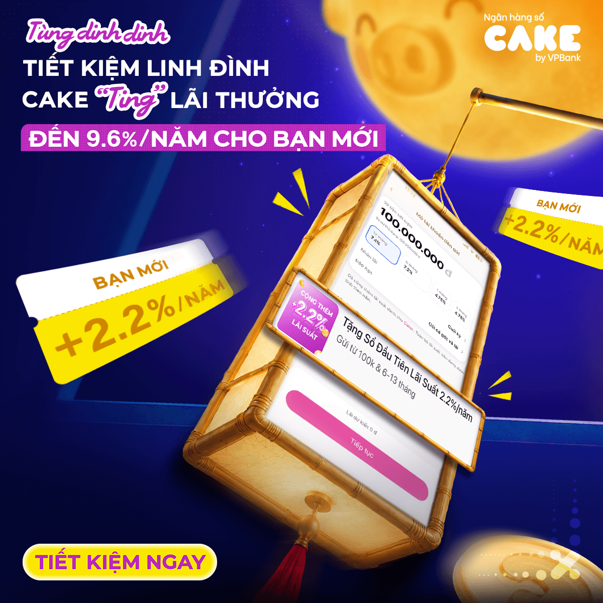 Tháng 09 & 10 - Bạn mới tiết kiệm, tặng thêm lãi suất +2.2%/năm