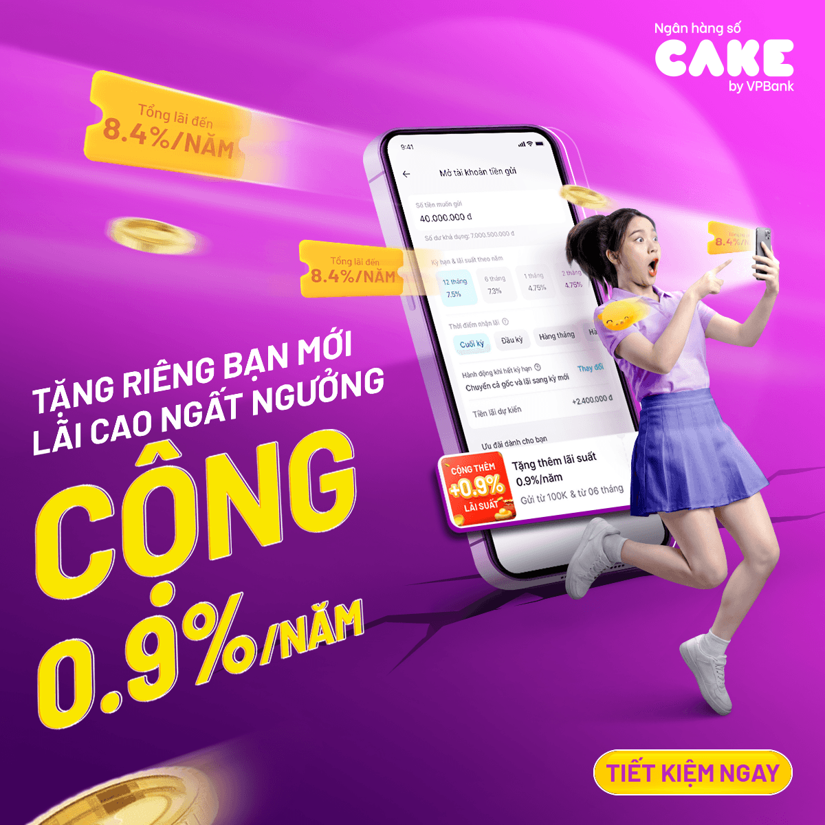 Tháng 3/2026 – Tặng riêng bạn mới, lãi cao ngất ngưởng đến 8.4%/năm