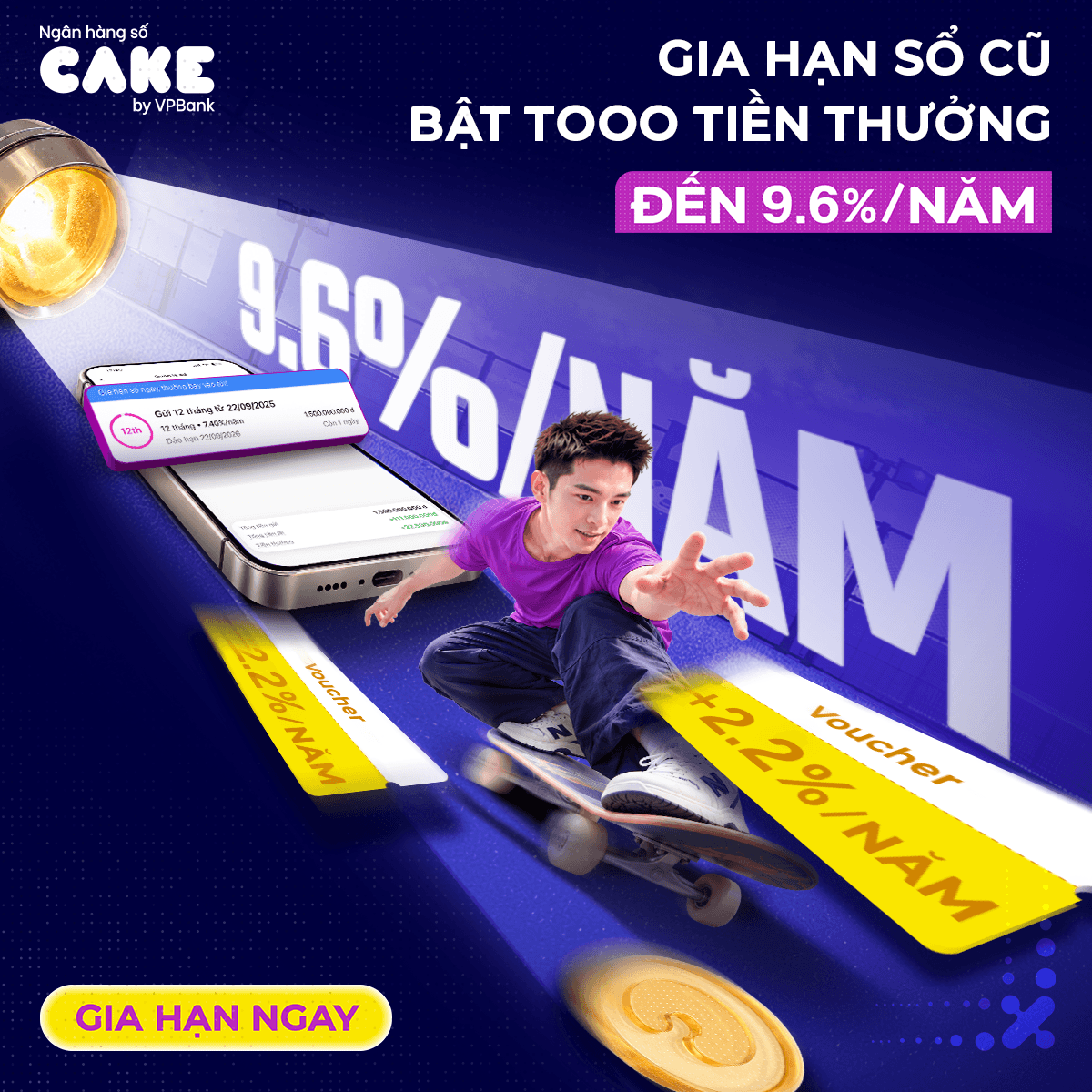Tháng 09 & 10 - Gia hạn tiết kiệm, cộng ngay lãi suất +2.2%/năm