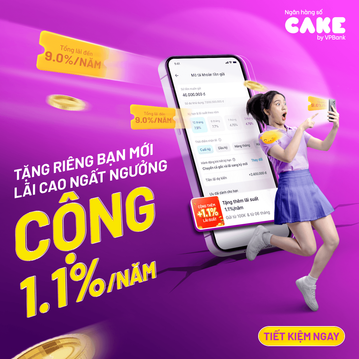 Tháng 3/2026 – Tặng riêng bạn mới, lãi cao ngất ngưởng đến 9.0%/năm