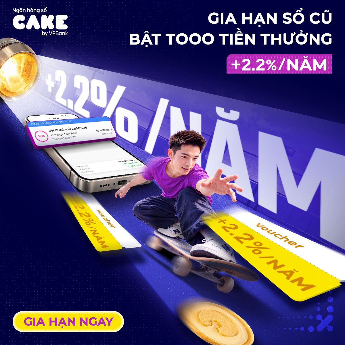 Tháng 9-10/2026 - Gia hạn tiết kiệm, cộng ngay lãi suất +2.2%/năm