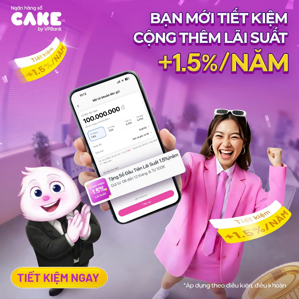 Tháng 6/2026 - Bạn mới tiết kiệm, cộng lãi 1.5%/năm