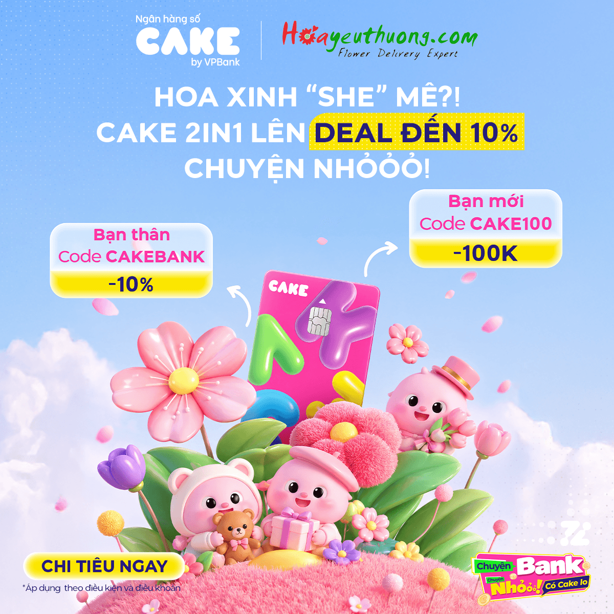 Hoa xinh "She" mê - Cake 2in1 tặng deal đến 10%