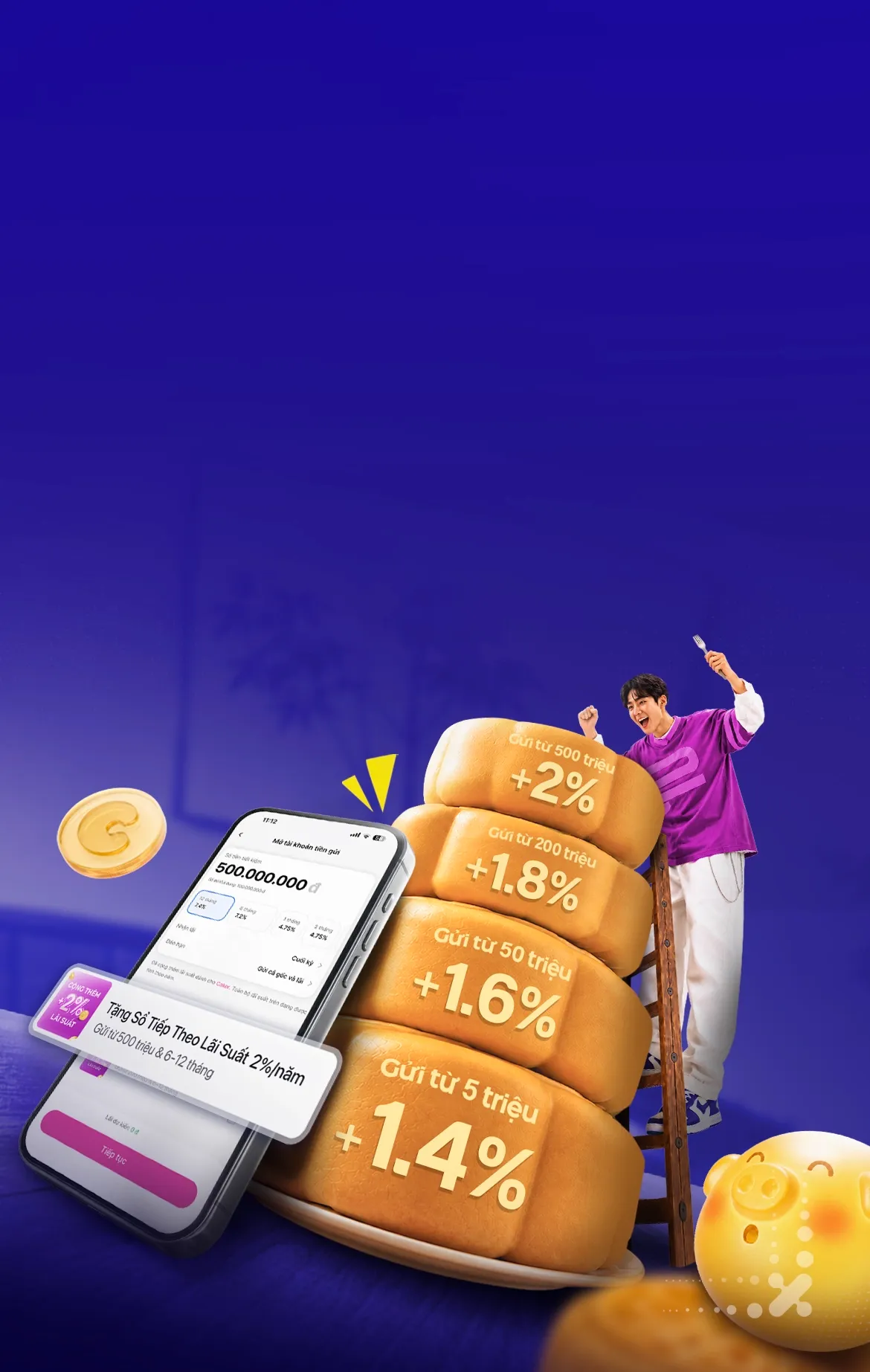 Mở sổ từ 5 triệu cộng lãi đến 2%/năm-background
