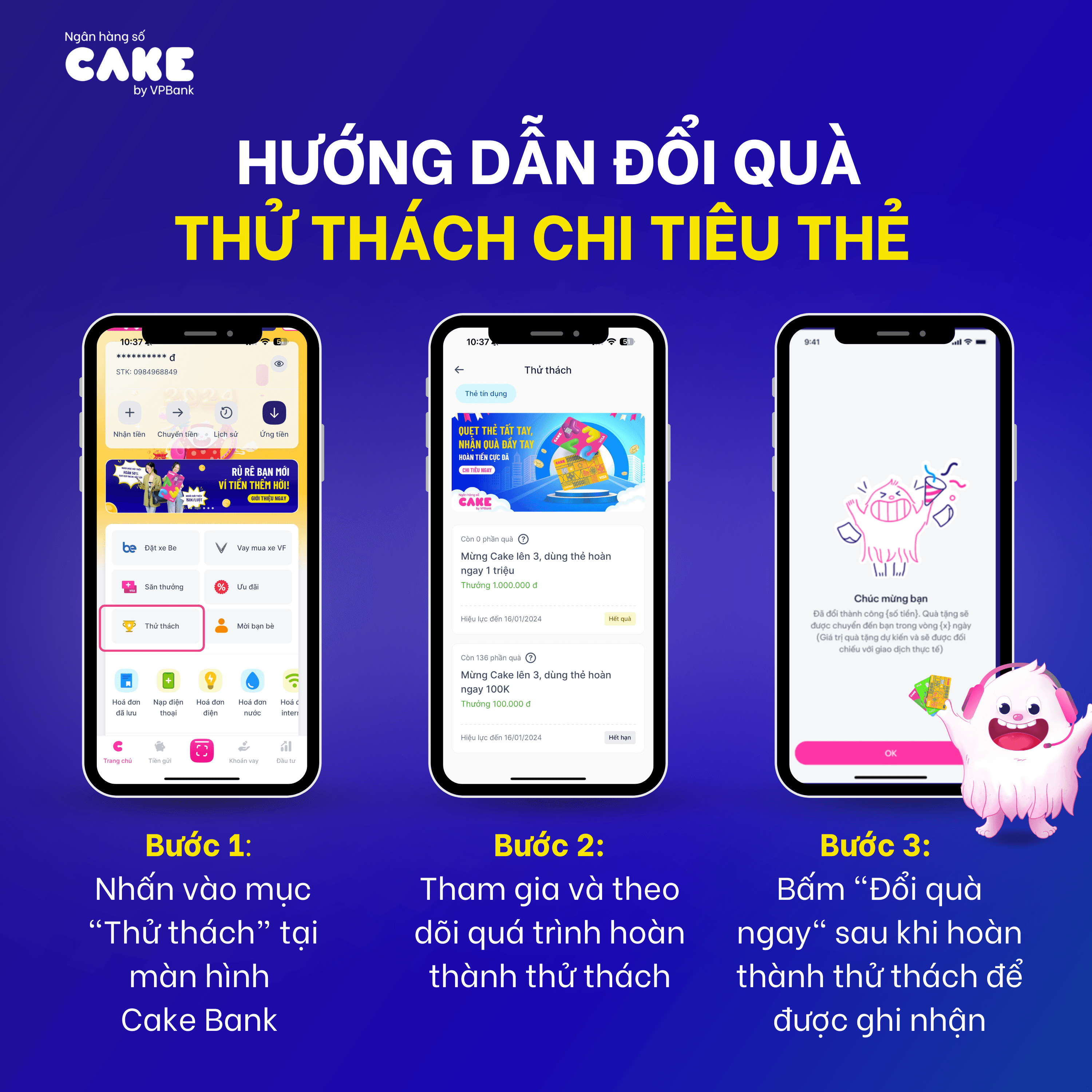 Bước 1 Nhấn vào mục “Thử thách” tại màn hình Cake Bank.png