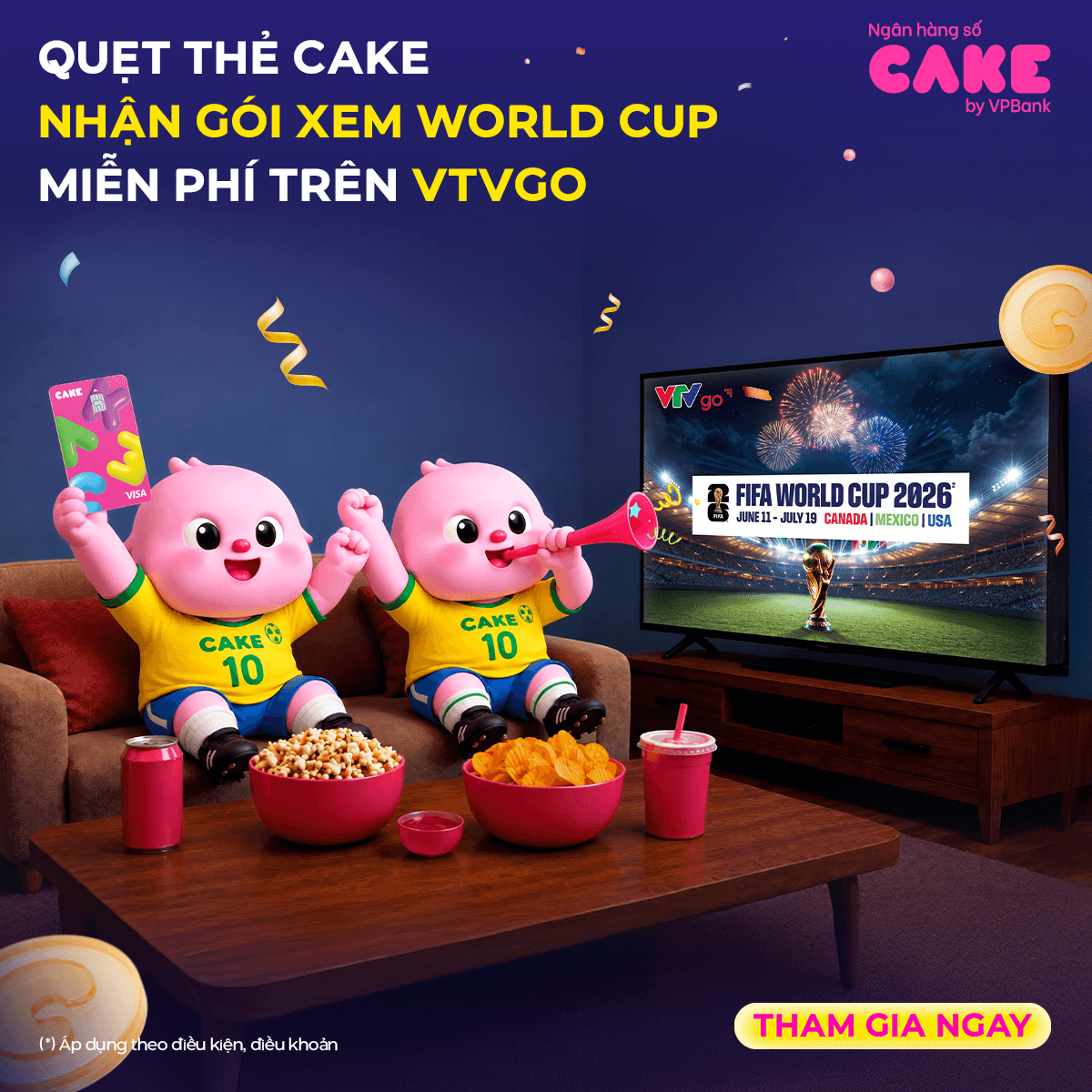 Quẹt thẻ Cake - Nhận gói xem World Cup miễn phí trên VTVGo