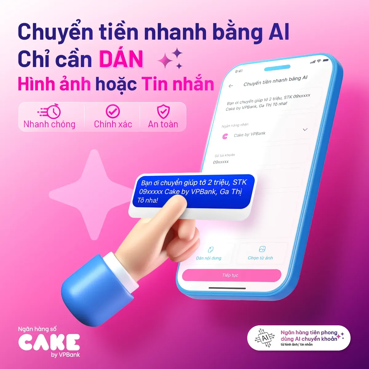 App Ngân hàng số Cake by VPBank tích hợp nhiều tính năng hiện đại, nổi bật