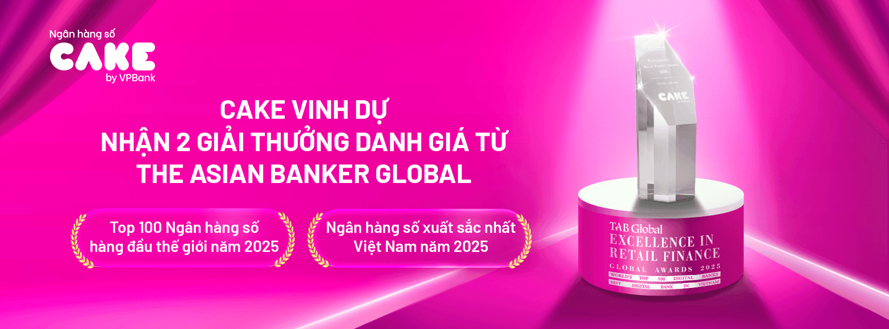 Ngân hàng số Cake by VPBank lập cú đúp giải thưởng ngân hàng toàn cầu danh giá 