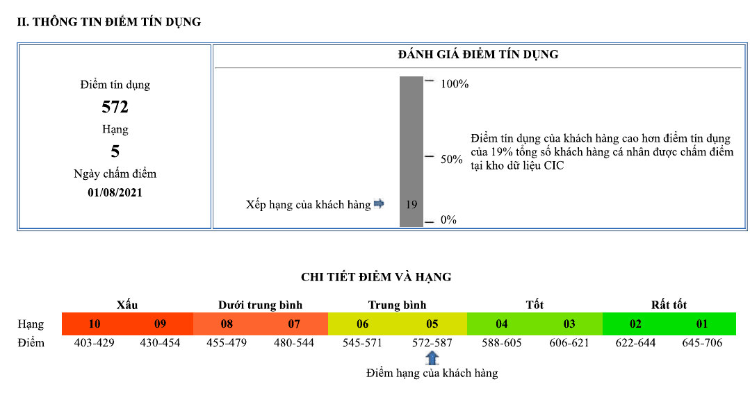 CIC sẽ đánh giá điểm tính dụng của khách hàng dựa trên nhiều yếu tố khác nhau liên quan đến quá trình vay tín dụng
