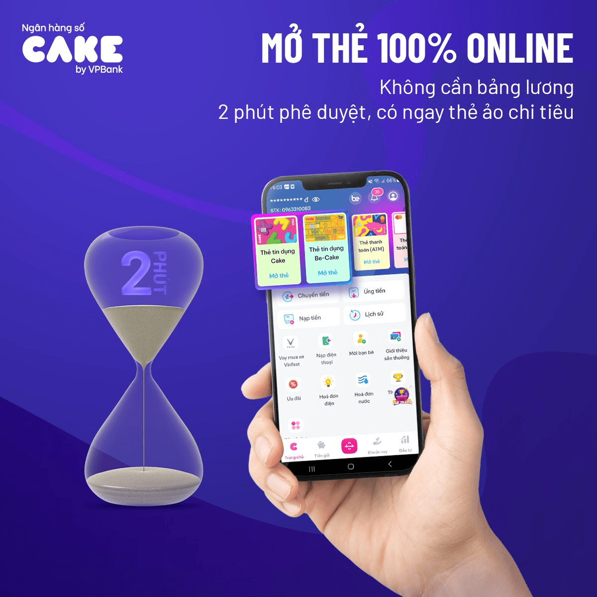 Mở thẻ tín dụng online và quản lý thẻ 24/7 dễ dàng với Cake by VPBank