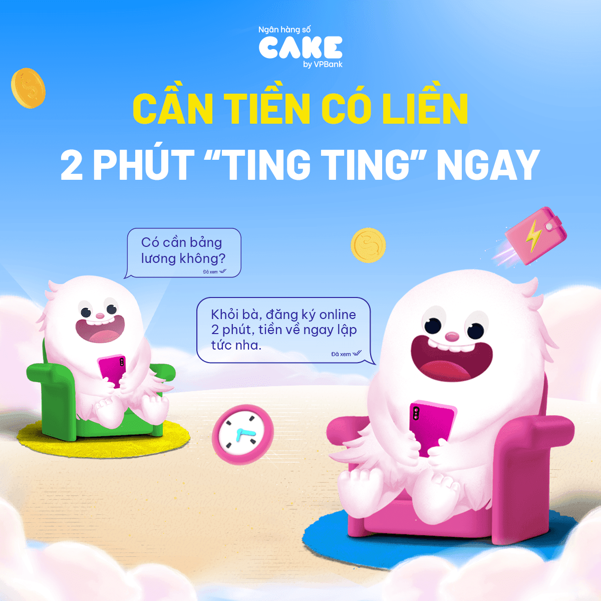 Vay 20 triệu trả góp 12 tháng tiện lợi, nhanh chóng, nhận tiền ngay qua Cake by VP Bank