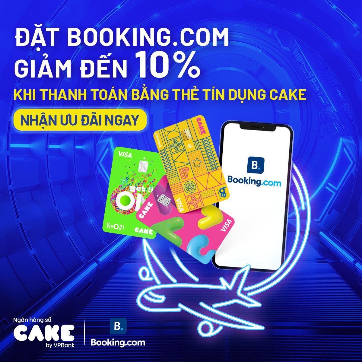 CAKE X VISA: Giảm đến 10% khi đặt phòng Booking.com và thanh toán bằng thẻ tín dụng Cake